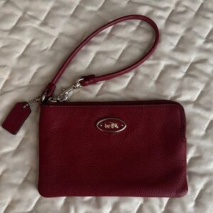 Coach Burgundy Leather Wristlet